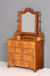 Edle Gründerzeit Kommode mit Spiegelaufsatz Louis Philippe Frisierkommode Holz Schrank Antik Flurschrank um 1880