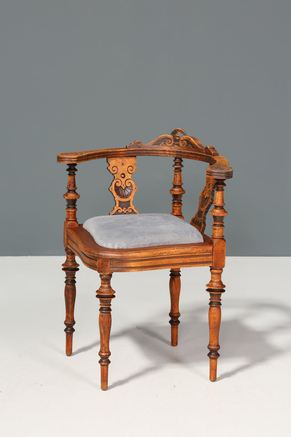 Wunderschöner Gründerzeit Eckstuhl Jugendstil Armlehnstuhl Antik Schreibtisch Stuhl Antik 1880