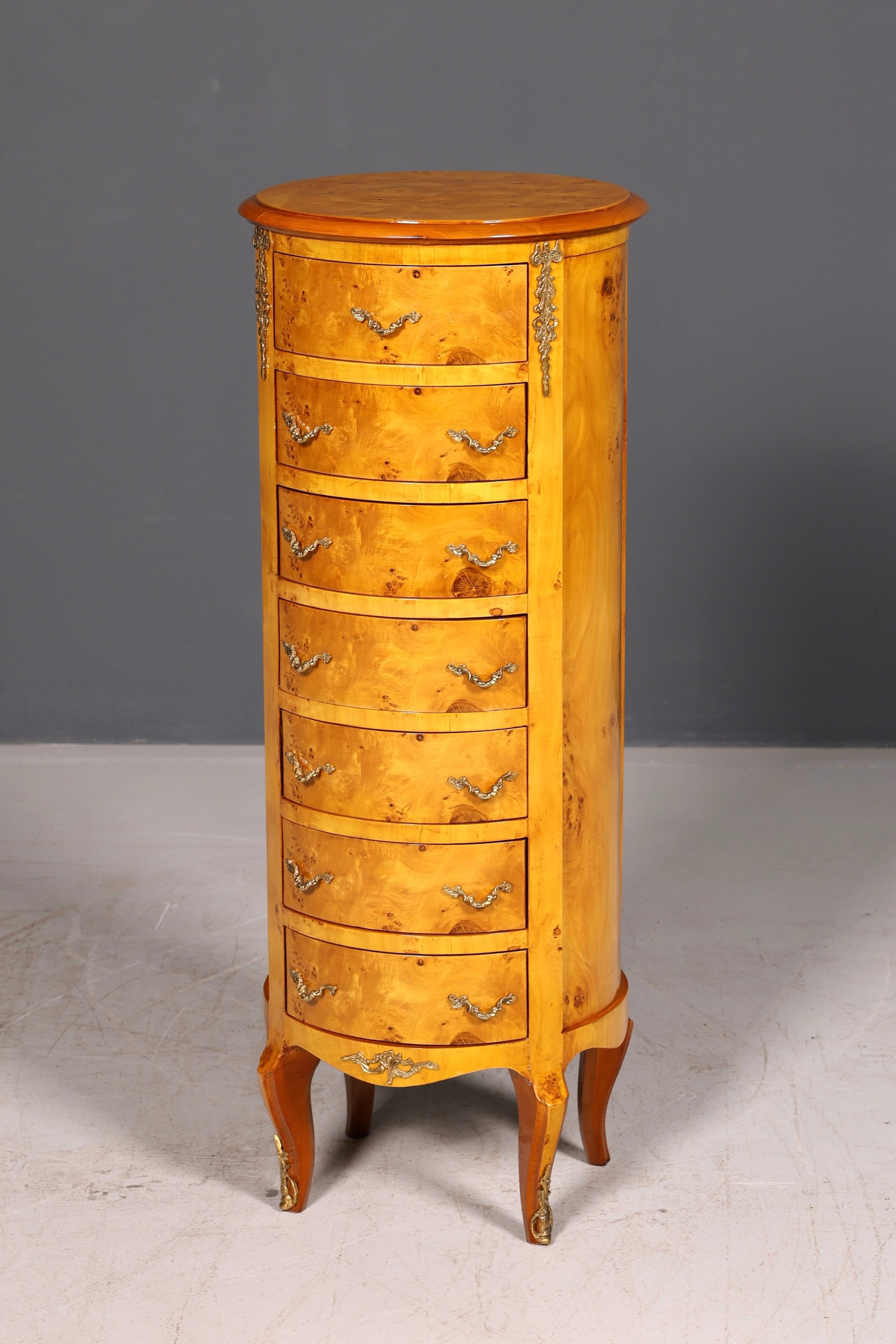 Stunning Baroque-style antique dresser, Louis XV style, Vertiko, birch, highboard, chest of drawers