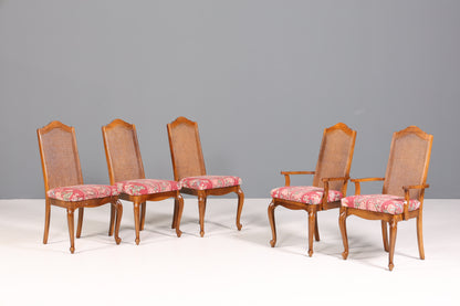 5x Original Chippendale Stühle Vintage Korbgeflecht Küchenstühle Wiener Geflecht Stuhl Set