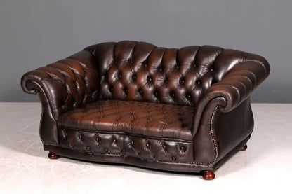 Wunderschönes Original Chesterfield 2er Sofa Englisch Herrenzimmer echt Leder 2- Sitzer Couch