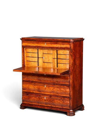 Hauptstadt Möblerei Biedermeier Sekretär aus Echtholz mit aufklappbarer Schreibplatte und vielen kleinen Schubladen
