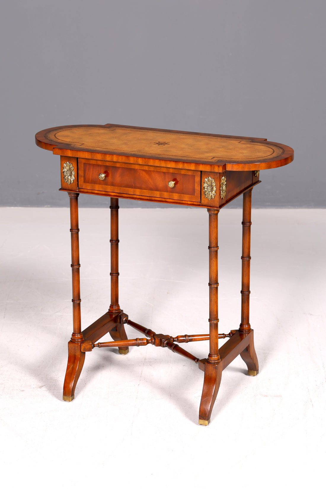 Elegant Louis XV Side Table Arthur McMillan Baroque Style Side Table Genuine Leather Antique