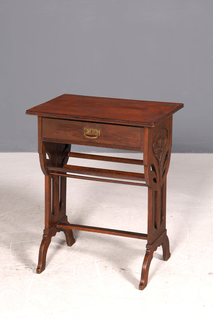 Filigrane Jugendstil Kommode Eiche Holz Antik Beistelltisch Nähtisch um 1910