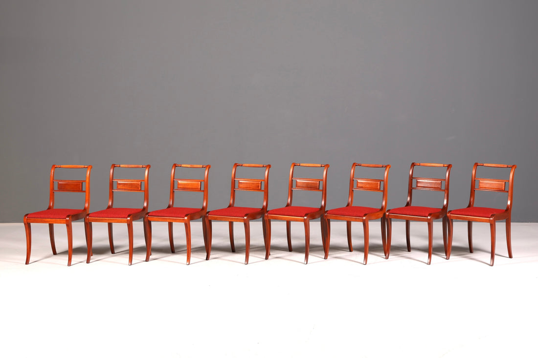 8x Elegant English Chairs English Dining Chairs Antique 60s Regency Kitchen Chairs Chair Set