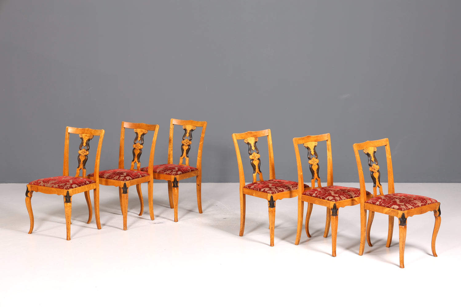 6x Traumhafte Stühle im Biedermeier Stil Antik Stuhl Set Jugendstil Küchenstühle Esszimmer Stühle