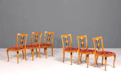 6x Traumhafte Stühle im Biedermeier Stil Antik Stuhl Set Jugendstil Küchenstühle Esszimmer Stühle
