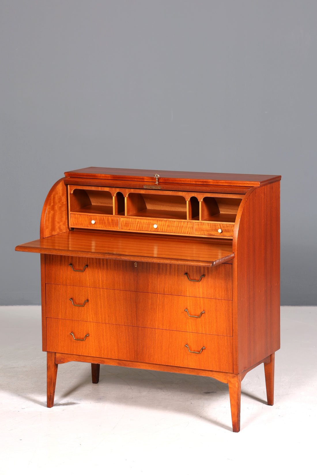 Wunderschöner Mid Century Rollladen Sekretär echt Holz Büro Schrank Vintage Schreibkommode