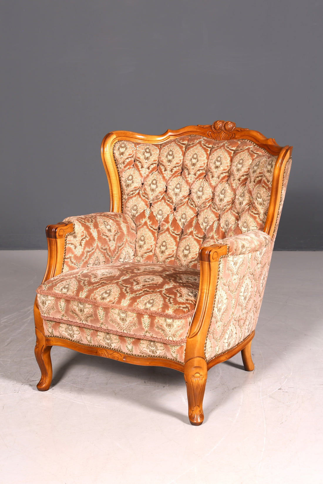 G353 Finish Edler Chippendale Armlehnsessel Barock Stil Sessel Armchair Samt Stoff Sessel (Kopie 3)