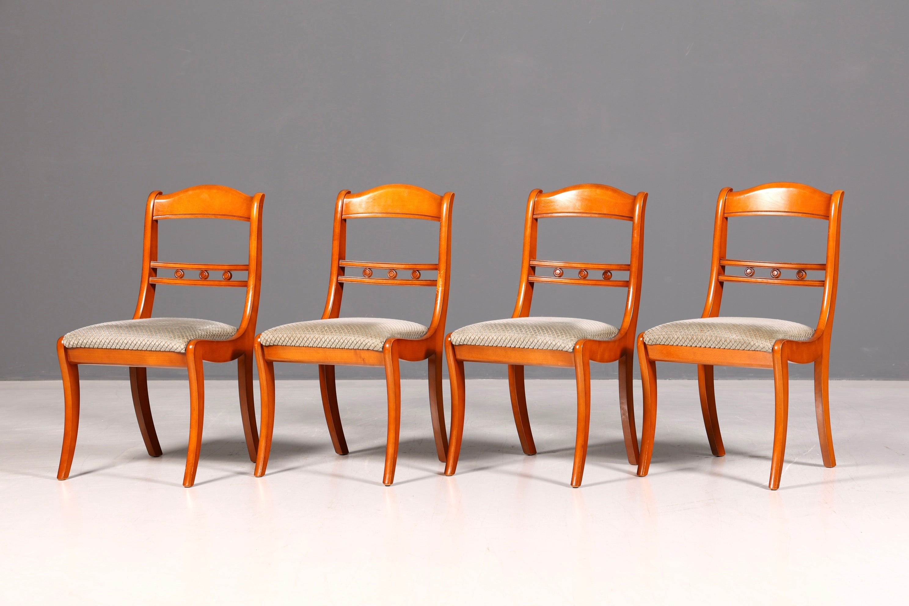4x Englische Stühle Set Regency Dining Chairs Antik Esszimmerstühle Küchenstühle Stuhlset Vintage 60er