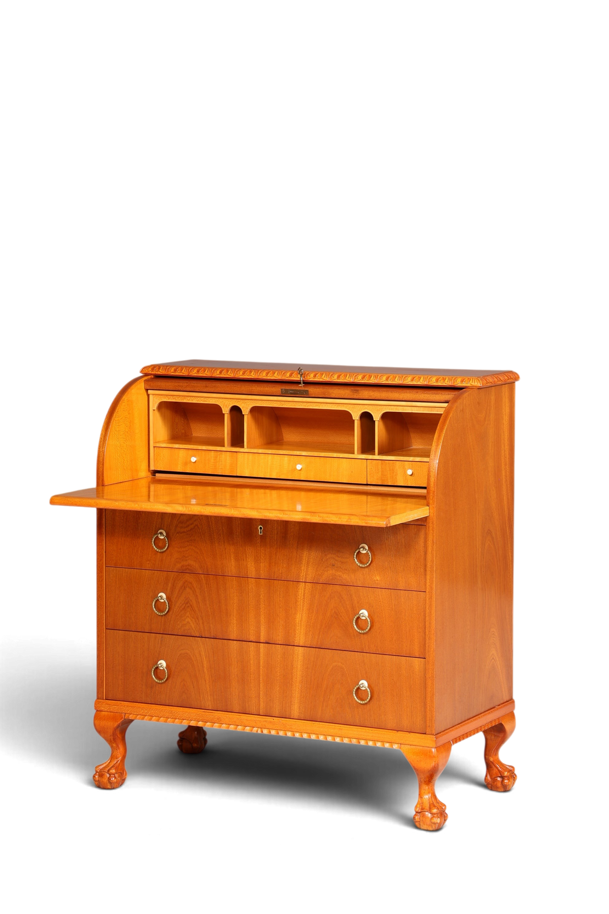 Traumhafter Rollladen Sekretär um 1930 Büro Kommode echt Holz Barock Stil Schreibtisch Bürokommode
