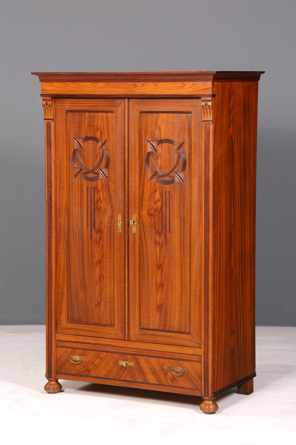 Beautiful Art Nouveau Antique Cabinet from Around 1880, Oak Wardrobe, Hallway Cabinet, Linen Cabinet, Solid Wood