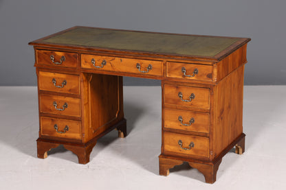 Wunderschöner Englischer Schreibtisch echt Lederauflage Bürotisch Eibe Antik Stil Office Desk