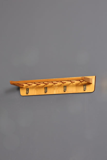Schlichte Mid Century Garderobe Retro Hutablage Vintage Hakenleiste 60s Hakenleiste