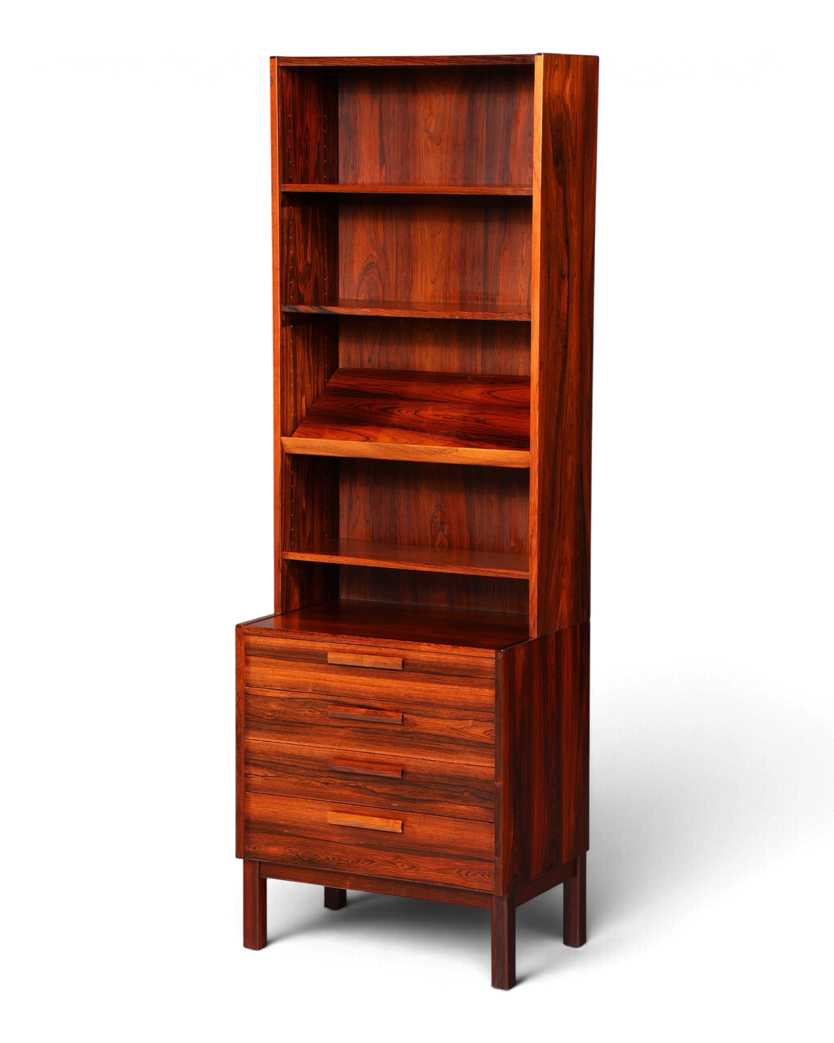 Dreamy mid-century bookcase rosewood vintage shelving unit with drawers retro cabinet vertiko chest of drawers 1960s