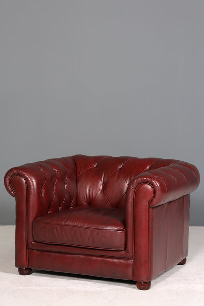 Wunderschöner Original Chesterfield Sessel Englisch Oxblood Leder Armlehnsessel Herrensessel