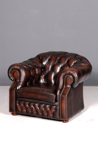 Edler Original Chesterfield Centurion Sessel Braun Echt Leder Englischer Armlehnsessel Herrensessel UK 1 von 2