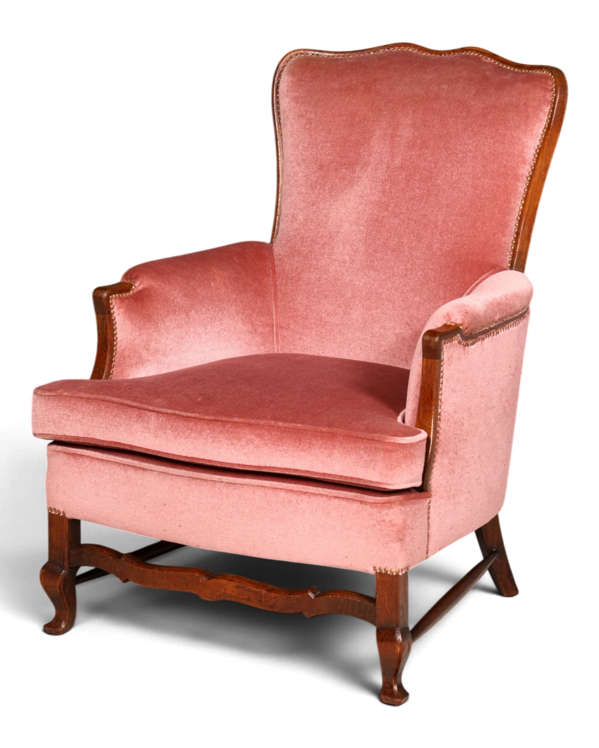 Wunderschöner Chippendale Sessel Antik Polstersessel Samt Altrosa Armlehnsessel Lesesessel Rosa