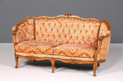 Wunderschönes Chippendale Sofa Barock Stil Couch Samt Stoff Rococo 2 Sitzer Canapé