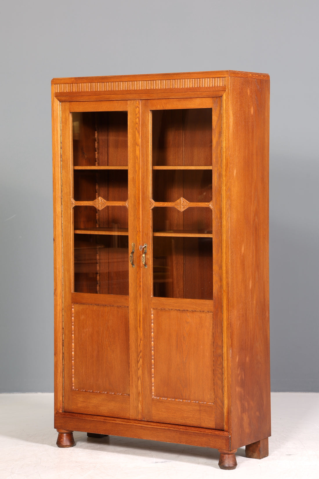 Traumhafte Jugendstil Vitrine Antike Holz Bücherschrank Eiche Antik Schrank Geschirrschrank