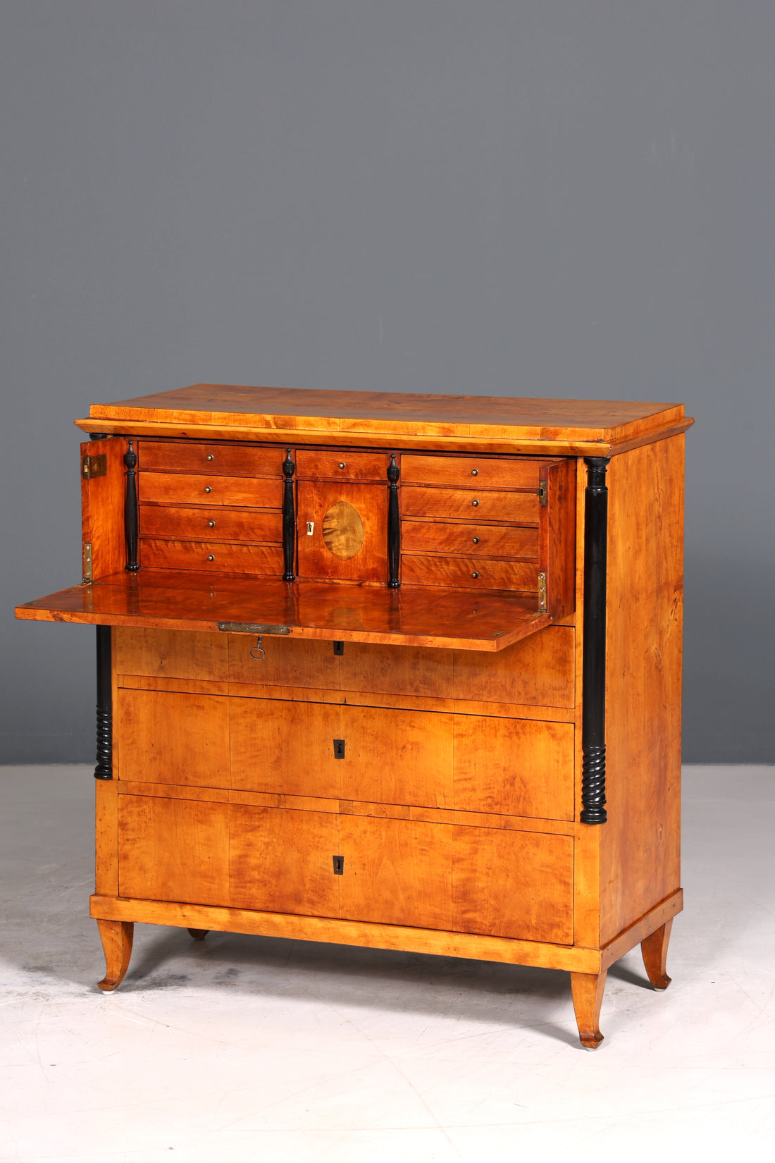 Wunderschöner Original Biedermeier Sekretär um 1860 Kommode Antik Bürokommode Englisch Säulen