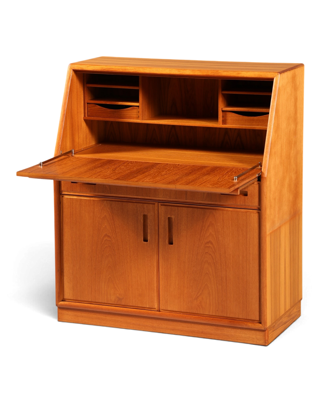Hauptstadt Möblerei Sekretär aus Teakholz mit aufklappbarer Schreibplatte und integrierten Schubladen im Mid-Century-Stil