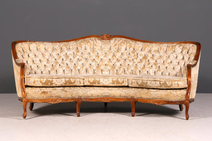 Wunderschönes Chippendale Sofa Barock Stil Couch Samt Stoff 3 Sitzer Canapé