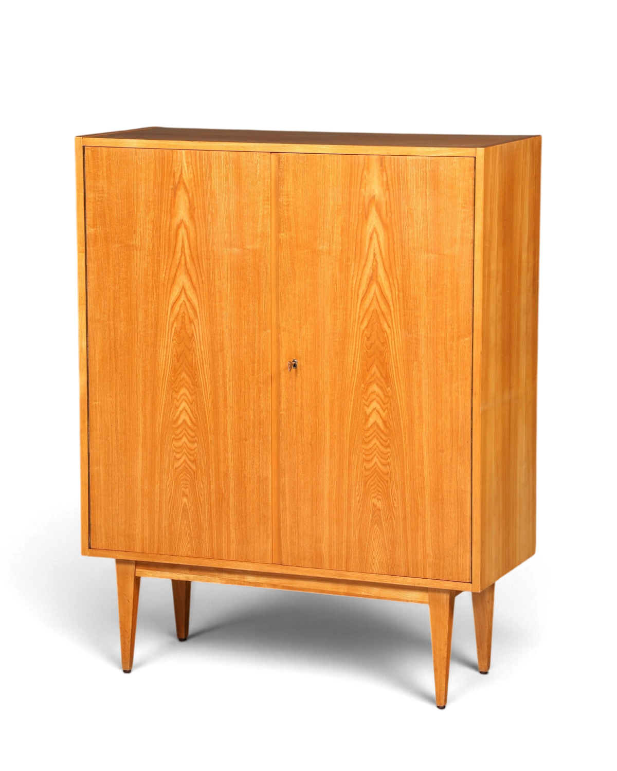 Hauptstadt Möblerei Hellerau Highboard Modell 602 von Franz Ehrlich aus hellem Holz im Mid Century Design