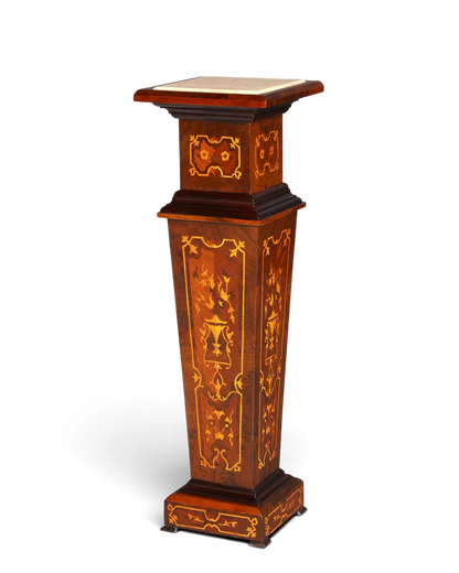 Stilvolle Barock Stil Säule Louis XV Blumensäule Naturstein Marmor Intarsien Ablage Tisch