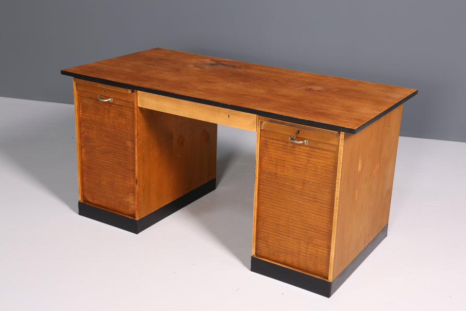 Stilvoller Bauhaus Rollladen Schreibtisch echt Holz Bürotisch