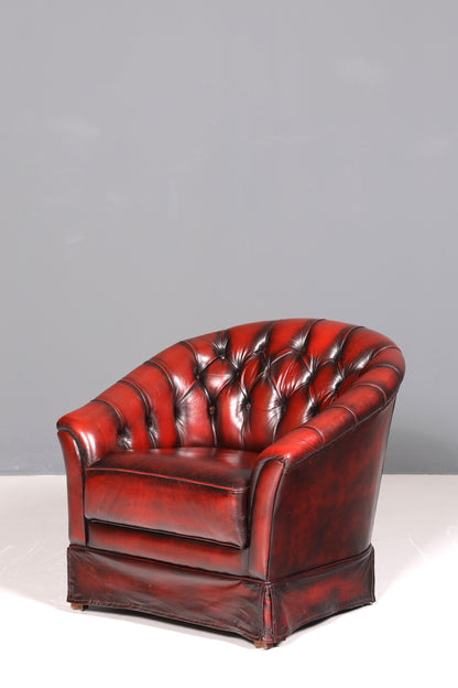 Stilvoller Original Chesterfield Sessel Englischer Armlehnsessel Oxblood Englisch Herrensessel 2 von 2