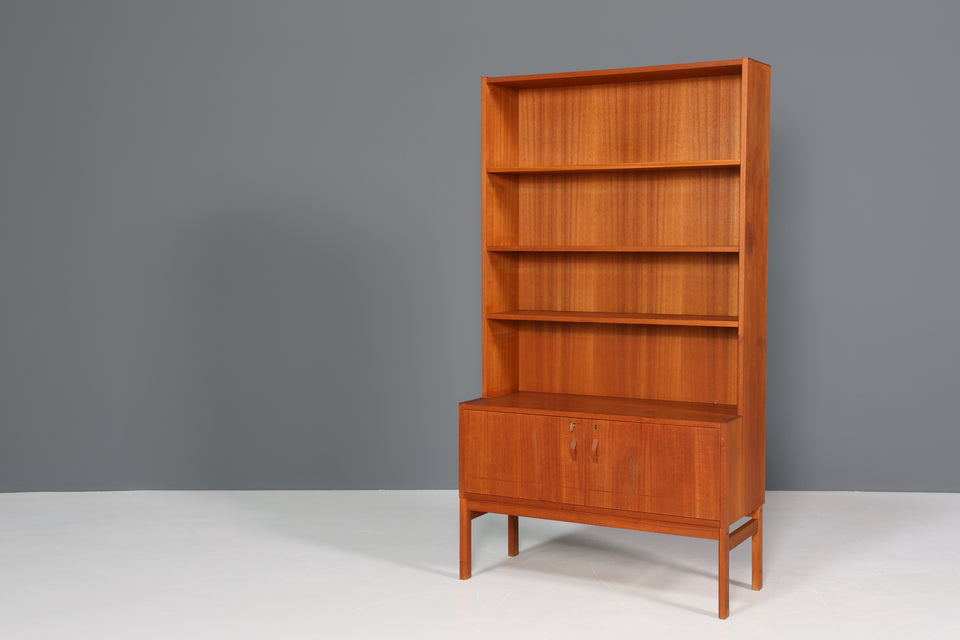 Skandinavisches Teak Holz Regal Mid Century Bücherregal Kommode
