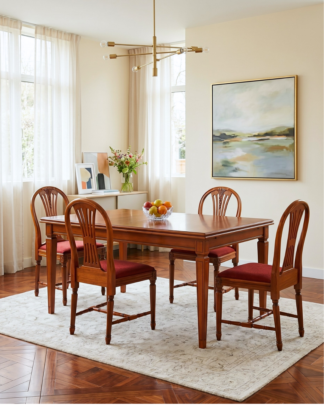 4x Noble English Chairs English Dining Chairs Antique 60s Regency Kitchen Chairs Chair Set