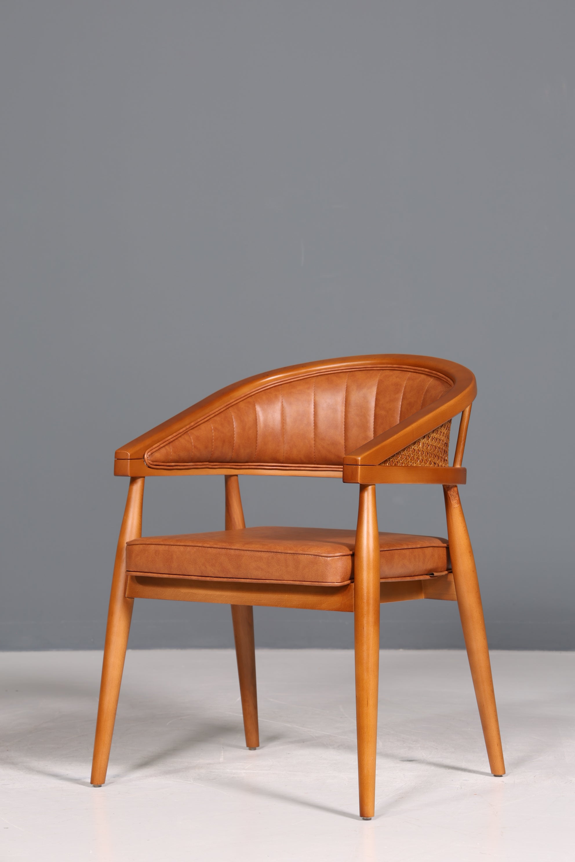 Korbgeflecht Esszimmer Stuhl &quot;Malibu Brown&quot; Küchenstuhl Armlehnstuhl Buche Sekretär Stuhl