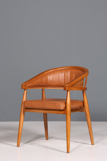 Korbgeflecht Esszimmer Stuhl &quot;Malibu Brown&quot; Küchenstuhl Armlehnstuhl Buche Sekretär Stuhl
