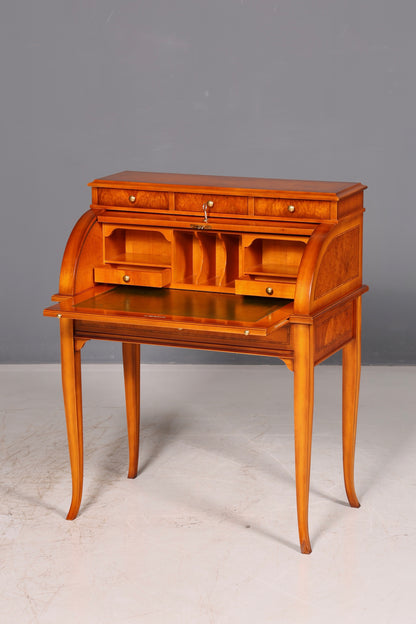 Beautiful antique roll-top secretary desk in Baroque style, cylinder desk, writing cabinet, circa 1930