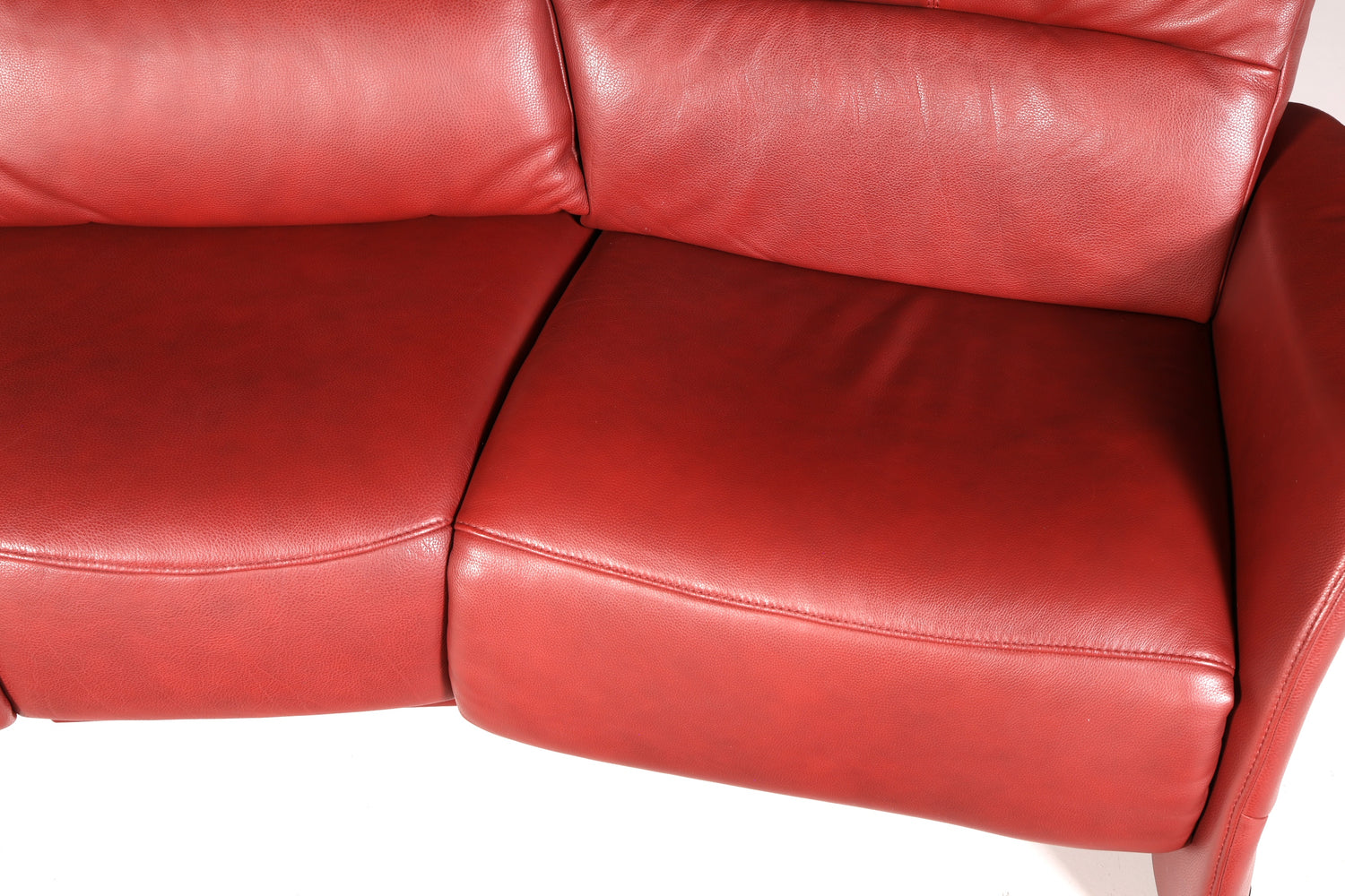 Edles Himolla Ledersofa Trapez 3-Sitzer Echt Leder Rot Relaxsofa Couch Sofa elektrisch verstellbar Vintage