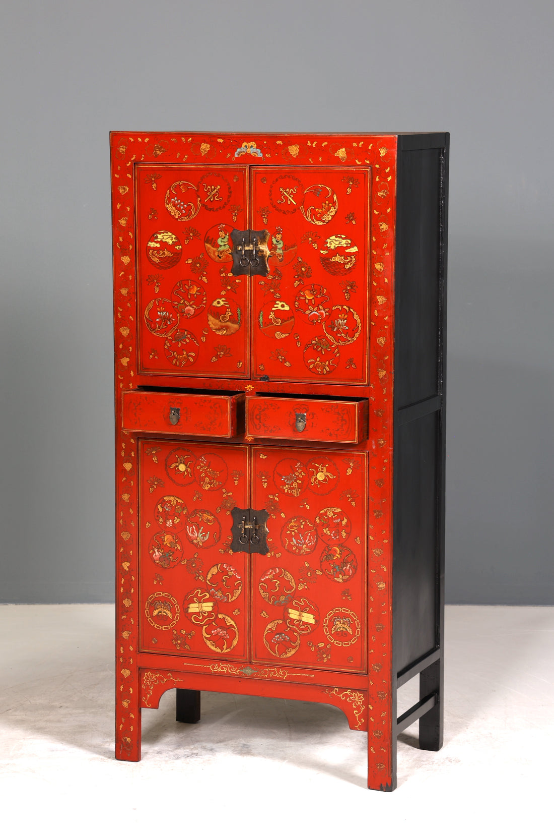 Traumhafter Chinesischer Schrank Vertiko China Kommode mit Asiatischen Motiven Wäscheschrank Aktenschrank