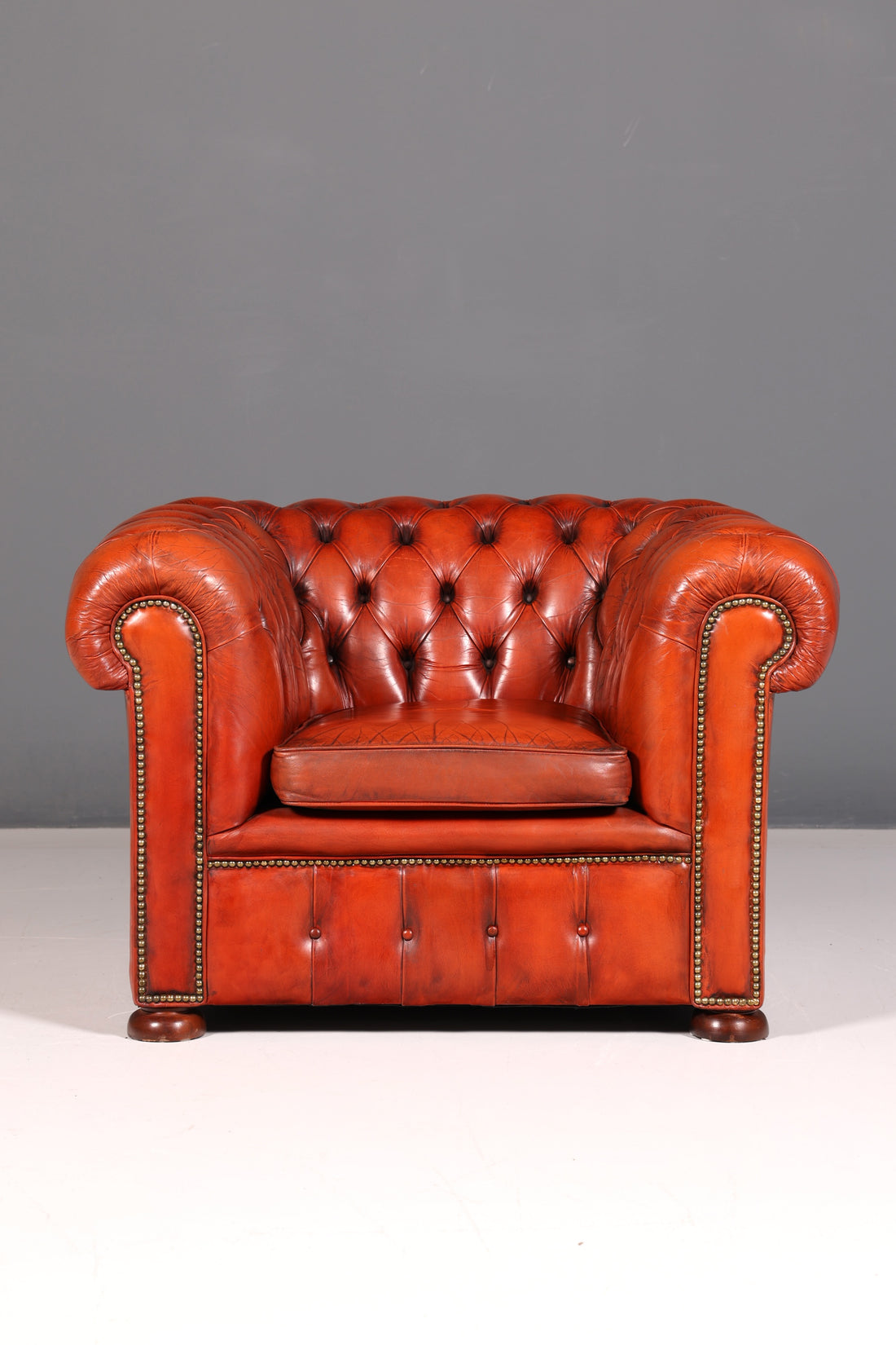 Stilvoller Original Chesterfield Sessel Englisch Echt Leder Armlehnsessel Lounge Herrensessel