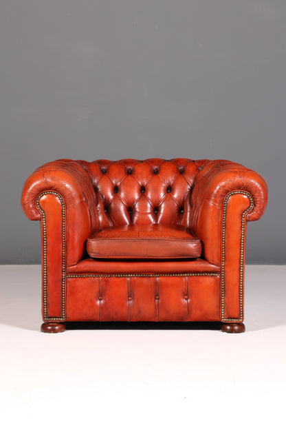 Stilvoller Original Chesterfield Sessel Englisch Echt Leder Armlehnsessel Lounge Herrensessel