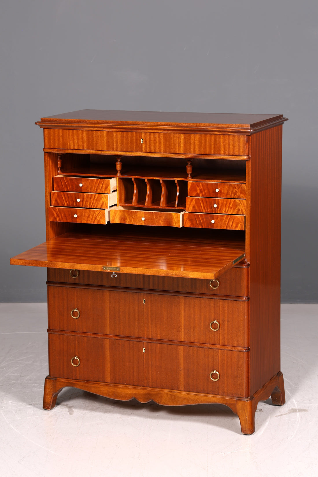 Stylish Secretary Desk in English Style Office Vertiko Chest of Drawers Writing Chest Antique Office Chest Vintage