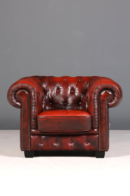 F955 Finish cm Stilvoller Original Chesterfield Sessel Englischer Armlehnsessel Englisch Herrensessel
