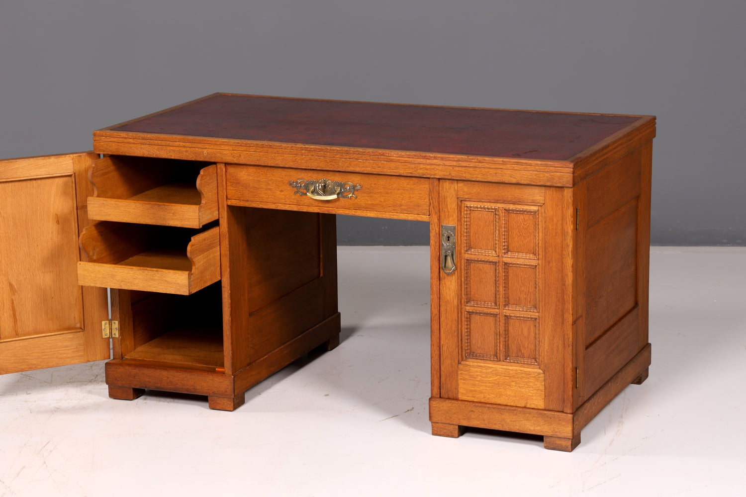 Wunderschöner Jugendstil Schreibtisch Eiche Echt Holz Bürotisch Office Table Antik Vintage