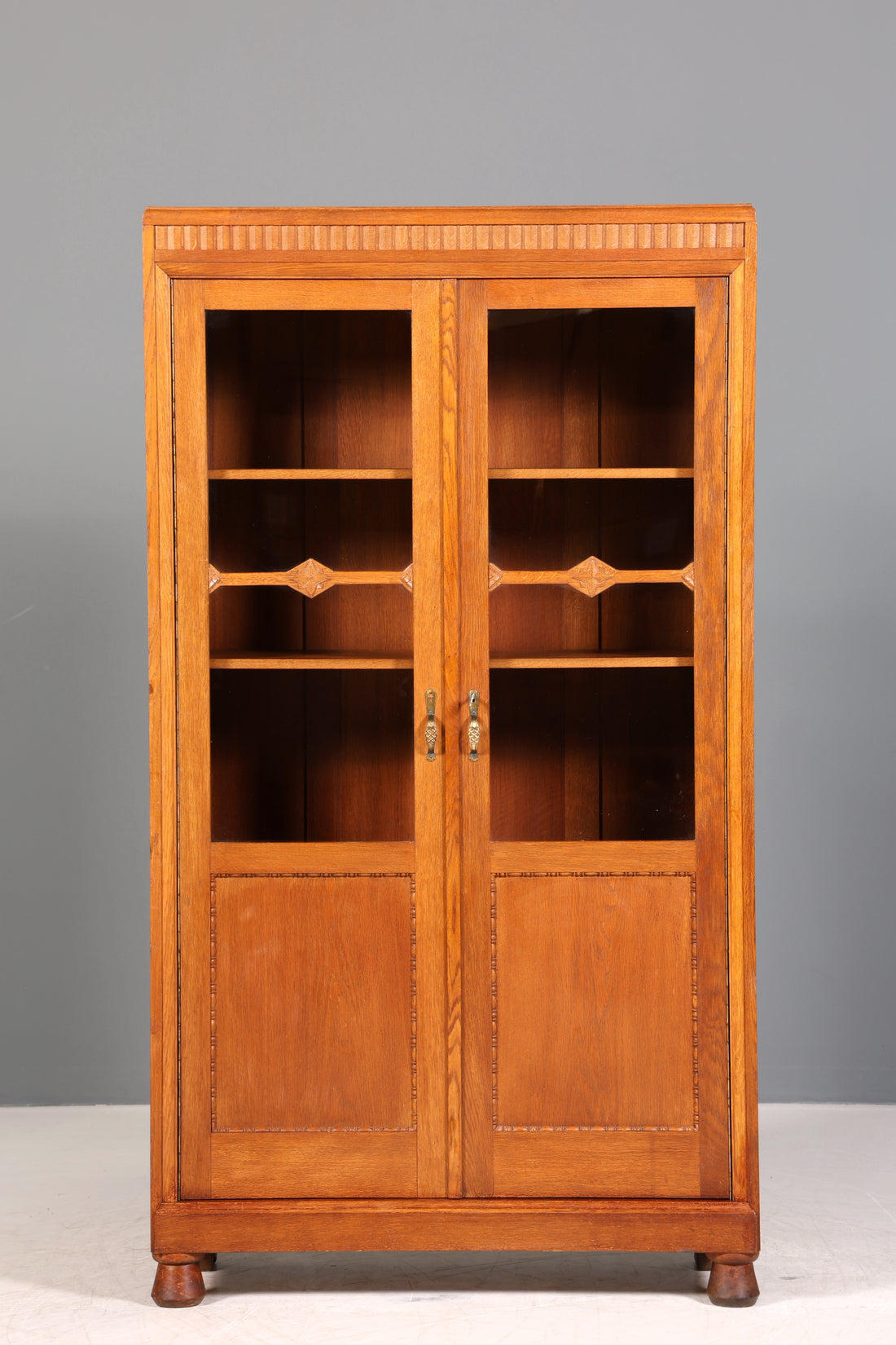 Traumhafte Jugendstil Vitrine Antike Holz Bücherschrank Eiche Antik Schrank Geschirrschrank
