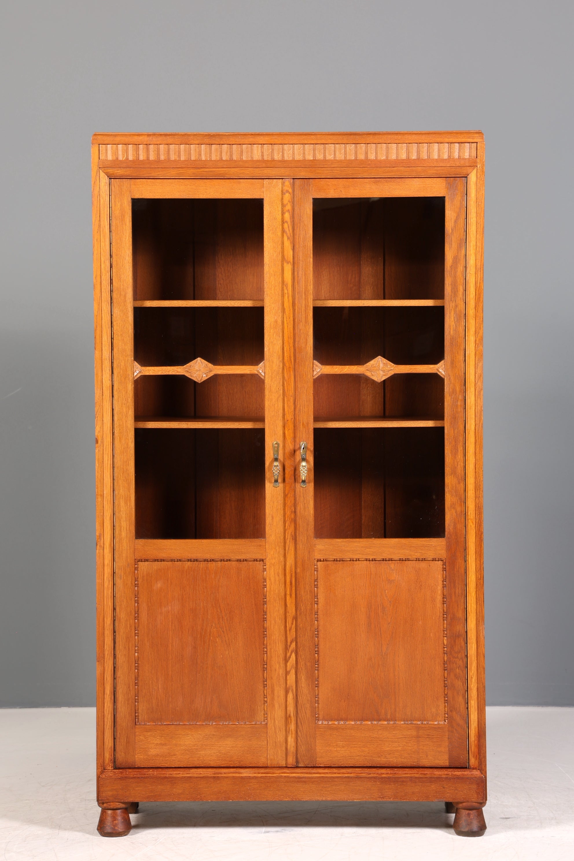 Traumhafte Jugendstil Vitrine Antike Holz Bücherschrank Eiche Antik Schrank Geschirrschrank