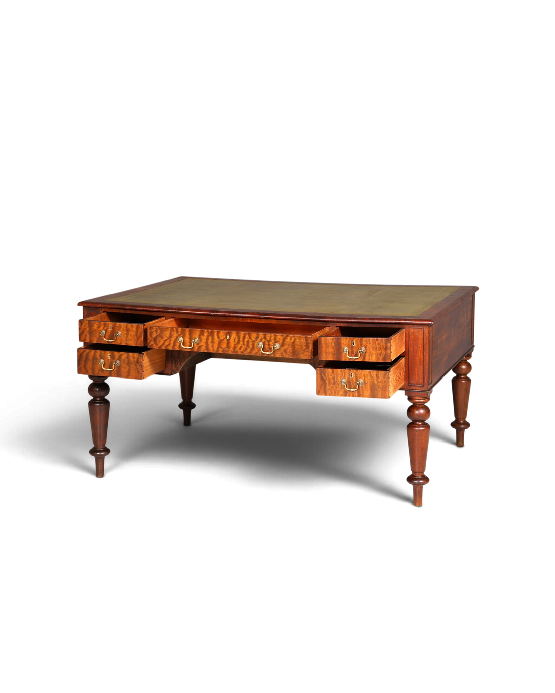Wunderschöner Englischer XXL Schreibtisch Englisch Partner Desk Leder Auflage Antik Stil Bürotisch Office Desk