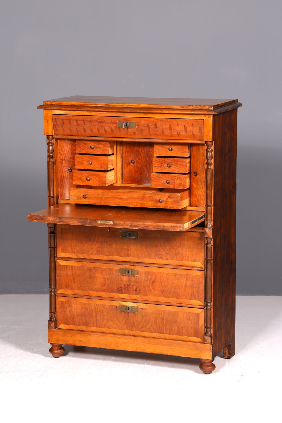 Noble Gründerzeit Secretary Vertiko Highboard Louis Philippe Dresser Antique circa 1880 Writing Secretary