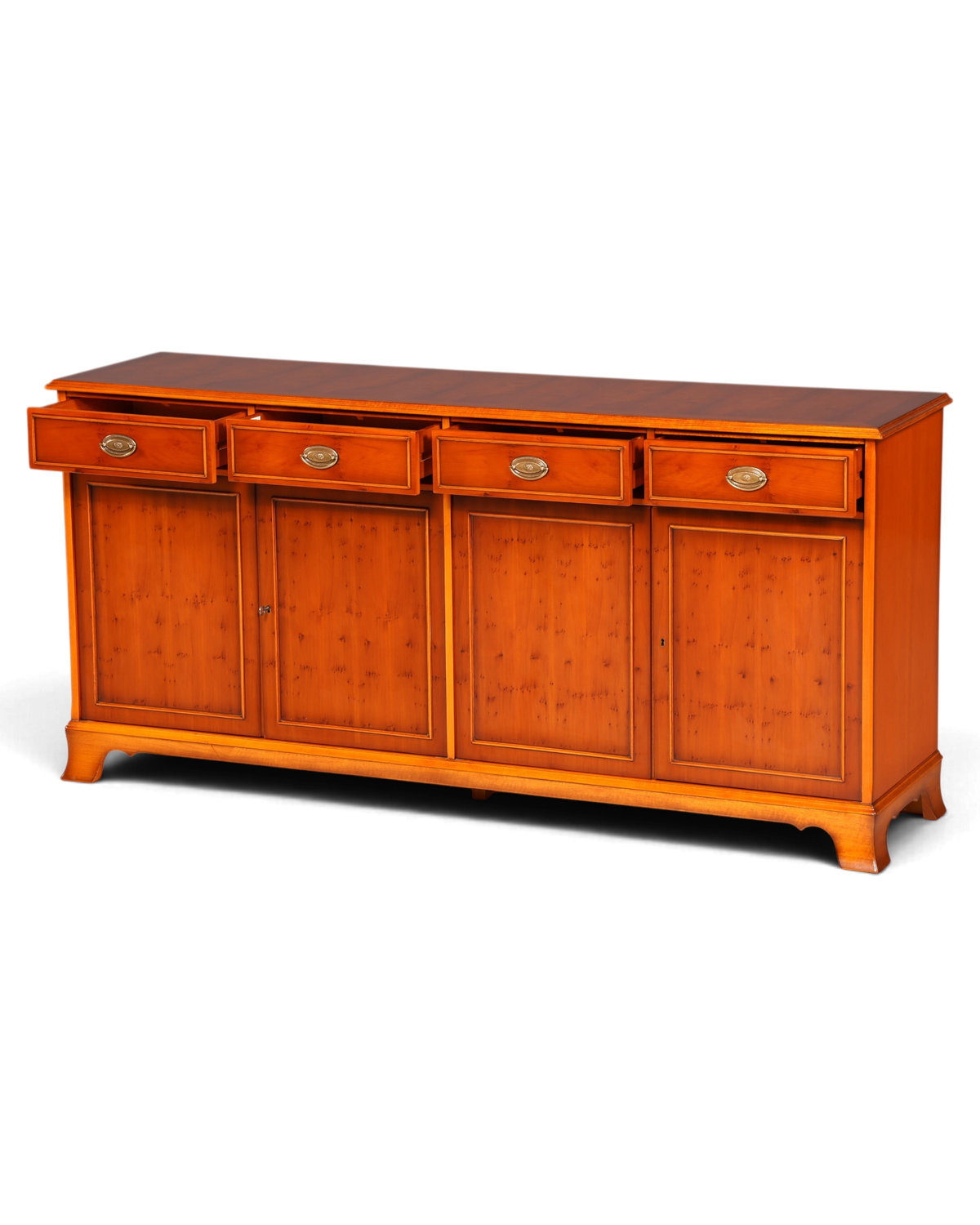 Hauptstadt Möblerei Heldense Sideboard aus englischer Eibe mit vier Schubladen und Türen im antiken Vintage-Stil