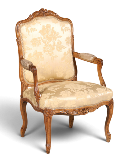Original Barock Sessel Fauteuil Armlehnstuhl Chippendale Antik Mitte 19. Jh. Sekretär Stuhl Stoff Sessel