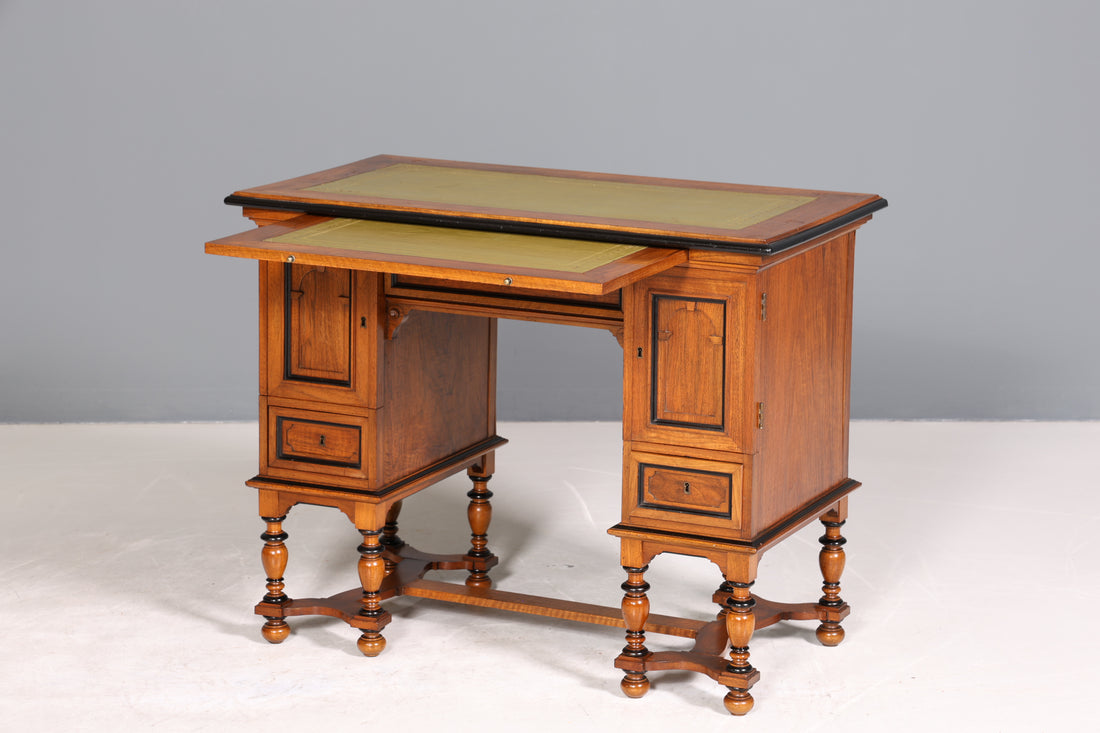 Traumhafter Gründerzeit Schreibtisch Jugendstil Eiche Bürotisch echt Leder Antik Office Desk